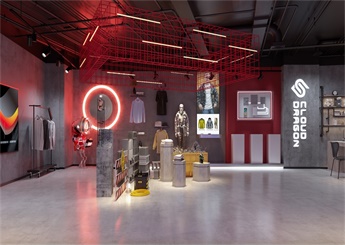 水泥工業(yè)風(fēng)服裝展廳設(shè)計(jì)效果圖